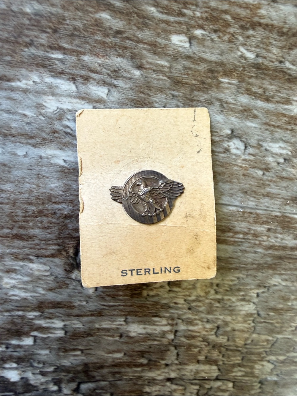 World War II Honorable Discharge "Ruptured Duck" Lapel Pin sterling org mount